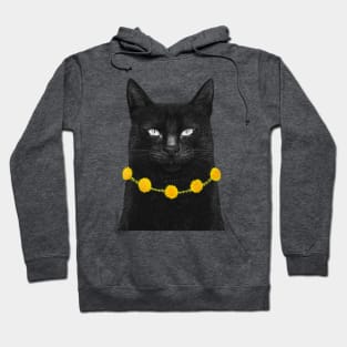 Black cat with dandelions Hoodie